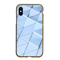 Чехол iPhone XS Max матовый Паттерн из треугольников, цвет: 3D-коричневый