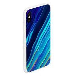 Чехол iPhone XS Max матовый Голографические волны, тёмная абстракция, цвет: 3D-белый — фото 2