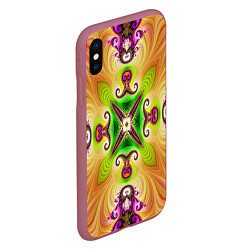 Чехол iPhone XS Max матовый Яркий фрактальный узор, цвет: 3D-малиновый — фото 2