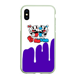 Чехол iPhone XS Max матовый Cuphead потёки, цвет: 3D-салатовый