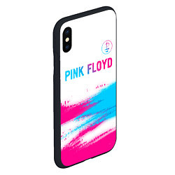Чехол iPhone XS Max матовый Pink Floyd neon gradient style: символ сверху, цвет: 3D-черный — фото 2