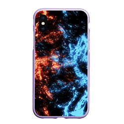 Чехол iPhone XS Max матовый Fire and Water Огонь и вода, цвет: 3D-светло-сиреневый