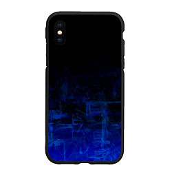 Чехол iPhone XS Max матовый Однотонный черный и темно синий гранжевый градиент, цвет: 3D-черный