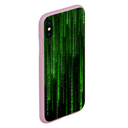 Чехол iPhone XS Max матовый Двоичный код зеленый, цвет: 3D-розовый — фото 2