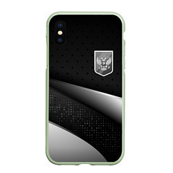 Чехол iPhone XS Max матовый Russia - black & white, цвет: 3D-салатовый