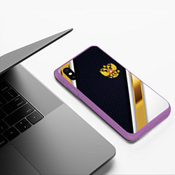 Чехол iPhone XS Max матовый Gold and white Russia, цвет: 3D-фиолетовый — фото 2