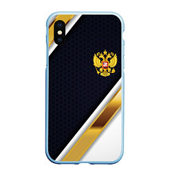 Чехол iPhone XS Max матовый Gold and white Russia, цвет: 3D-голубой