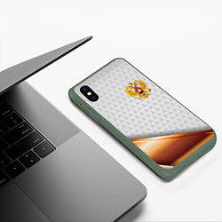 Чехол iPhone XS Max матовый Герб РФ с золотой вставкой, цвет: 3D-темно-зеленый — фото 2