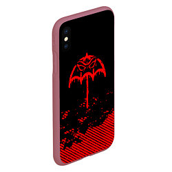 Чехол iPhone XS Max матовый Bring Me the Horizon красный фонтик, цвет: 3D-малиновый — фото 2