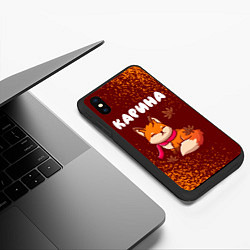 Чехол iPhone XS Max матовый Карина осенняя лисичка, цвет: 3D-черный — фото 2