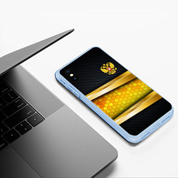Чехол iPhone XS Max матовый Black & gold - герб России, цвет: 3D-голубой — фото 2