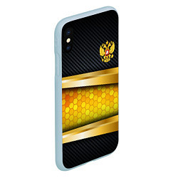 Чехол iPhone XS Max матовый Black & gold - герб России, цвет: 3D-голубой — фото 2