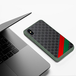 Чехол iPhone XS Max матовый В стиле gucci, цвет: 3D-темно-зеленый — фото 2