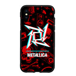 Чехол iPhone XS Max матовый Metallica rock glitch, цвет: 3D-черный