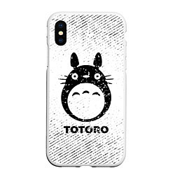 Чехол iPhone XS Max матовый Totoro с потертостями на светлом фоне, цвет: 3D-белый