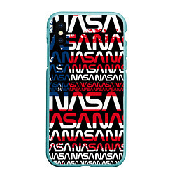 Чехол iPhone XS Max матовый Nasa usa флаг, цвет: 3D-мятный