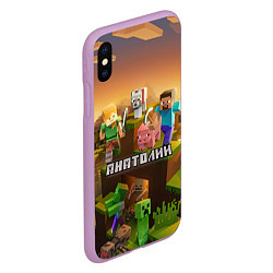 Чехол iPhone XS Max матовый Анатолий Minecraft, цвет: 3D-сиреневый — фото 2