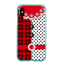 Чехол iPhone XS Max матовый Костюм новогодний Клоун фольклор красный с белым, цвет: 3D-мятный