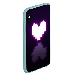 Чехол iPhone XS Max матовый Undertale heart neon, цвет: 3D-мятный — фото 2