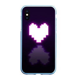 Чехол iPhone XS Max матовый Undertale heart neon, цвет: 3D-голубой