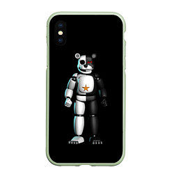 Чехол iPhone XS Max матовый Monokuma and FNAF, цвет: 3D-салатовый