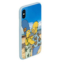 Чехол iPhone XS Max матовый Гомер Симпсон танцует с Мардж на пляже, цвет: 3D-голубой — фото 2
