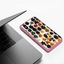 Чехол iPhone XS Max матовый Паттерн-котики, цвет: 3D-малиновый — фото 2