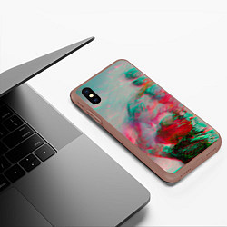 Чехол iPhone XS Max матовый Абстрактные переливающиеся краски, цвет: 3D-коричневый — фото 2