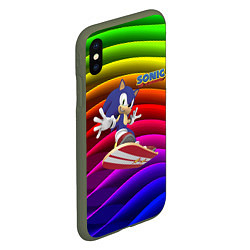 Чехол iPhone XS Max матовый Sonic - hedgehog - skateboarding - bands, цвет: 3D-темно-зеленый — фото 2