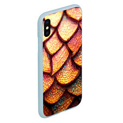 Чехол iPhone XS Max матовый Чешуя дракона крупная, цвет: 3D-голубой — фото 2