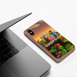 Чехол iPhone XS Max матовый Андрей Minecraft, цвет: 3D-коричневый — фото 2