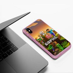 Чехол iPhone XS Max матовый Борис Minecaft, цвет: 3D-розовый — фото 2