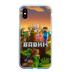 Чехол iPhone XS Max матовый Вадим Minecraft, цвет: 3D-голубой