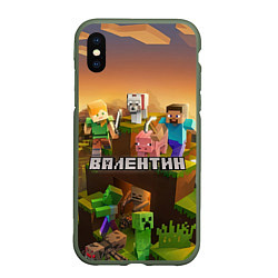 Чехол iPhone XS Max матовый Валентин Minecraft, цвет: 3D-темно-зеленый