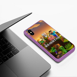 Чехол iPhone XS Max матовый Валентин Minecraft, цвет: 3D-фиолетовый — фото 2