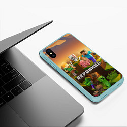 Чехол iPhone XS Max матовый Вероника Minecraft, цвет: 3D-мятный — фото 2