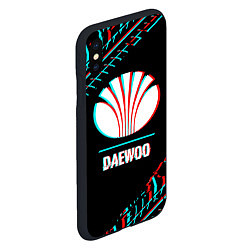 Чехол iPhone XS Max матовый Значок Daewoo в стиле glitch на темном фоне, цвет: 3D-черный — фото 2