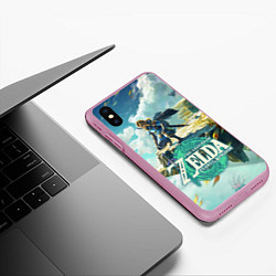 Чехол iPhone XS Max матовый The Legend of Zelda: Tears of the Kingdom Линк, цвет: 3D-розовый — фото 2