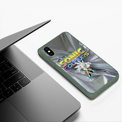 Чехол iPhone XS Max матовый Silver Hedgehog - Sonic - Video Game, цвет: 3D-темно-зеленый — фото 2