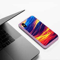 Чехол iPhone XS Max матовый Волны неон, цвет: 3D-сиреневый — фото 2