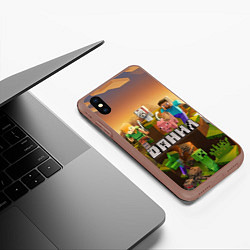 Чехол iPhone XS Max матовый Данил Minecraft, цвет: 3D-коричневый — фото 2