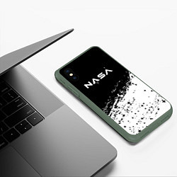 Чехол iPhone XS Max матовый Наса белая краска, цвет: 3D-темно-зеленый — фото 2