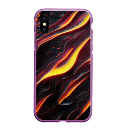 Чехол iPhone XS Max матовый Огонь сквозь расколы в плите как магическая лава, цвет: 3D-фиолетовый