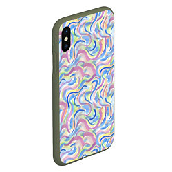 Чехол iPhone XS Max матовый Акварельные завитки, цвет: 3D-темно-зеленый — фото 2