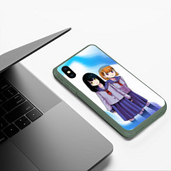 Чехол iPhone XS Max матовый Мико и Хана, цвет: 3D-темно-зеленый — фото 2
