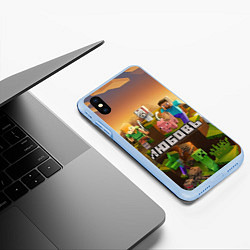 Чехол iPhone XS Max матовый Любовь Minecraft, цвет: 3D-голубой — фото 2