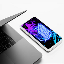 Чехол iPhone XS Max матовый Attack on Titan neon, цвет: 3D-белый — фото 2