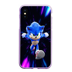 Чехол iPhone XS Max матовый Sonic running, цвет: 3D-сиреневый