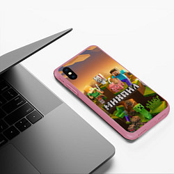 Чехол iPhone XS Max матовый Михаил Minecraft, цвет: 3D-малиновый — фото 2