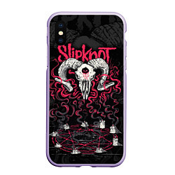 Чехол iPhone XS Max матовый Slipknot - goat skull, цвет: 3D-светло-сиреневый